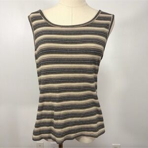 Vintage Y2K Covington Earth Tone Striped Ribbed Scoop Neck Tank Top XL
